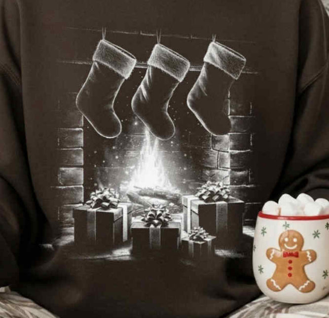 Holographic stocking by the fire