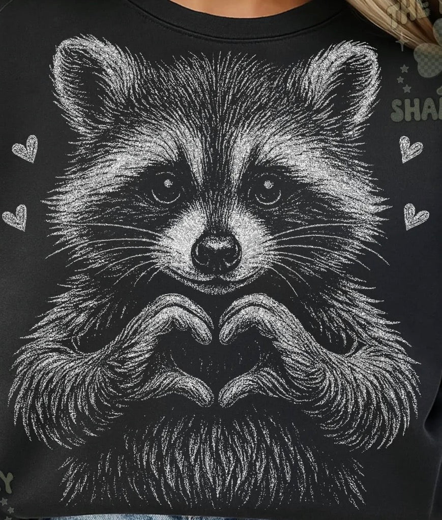 Racooon heart holographic