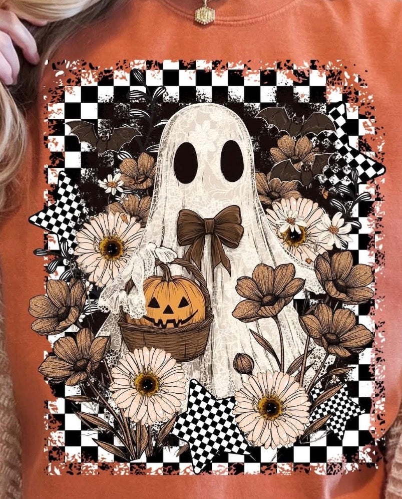Ghost and pumpkin basket