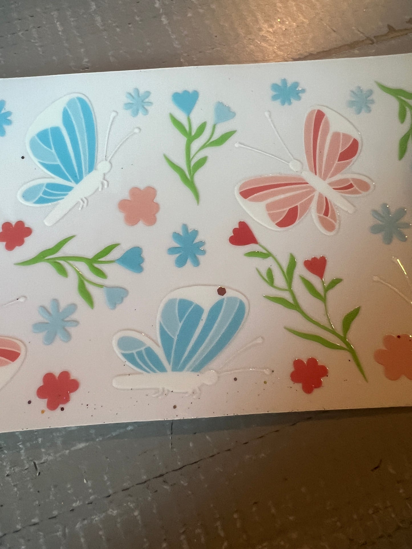 Blue and pink butterflies