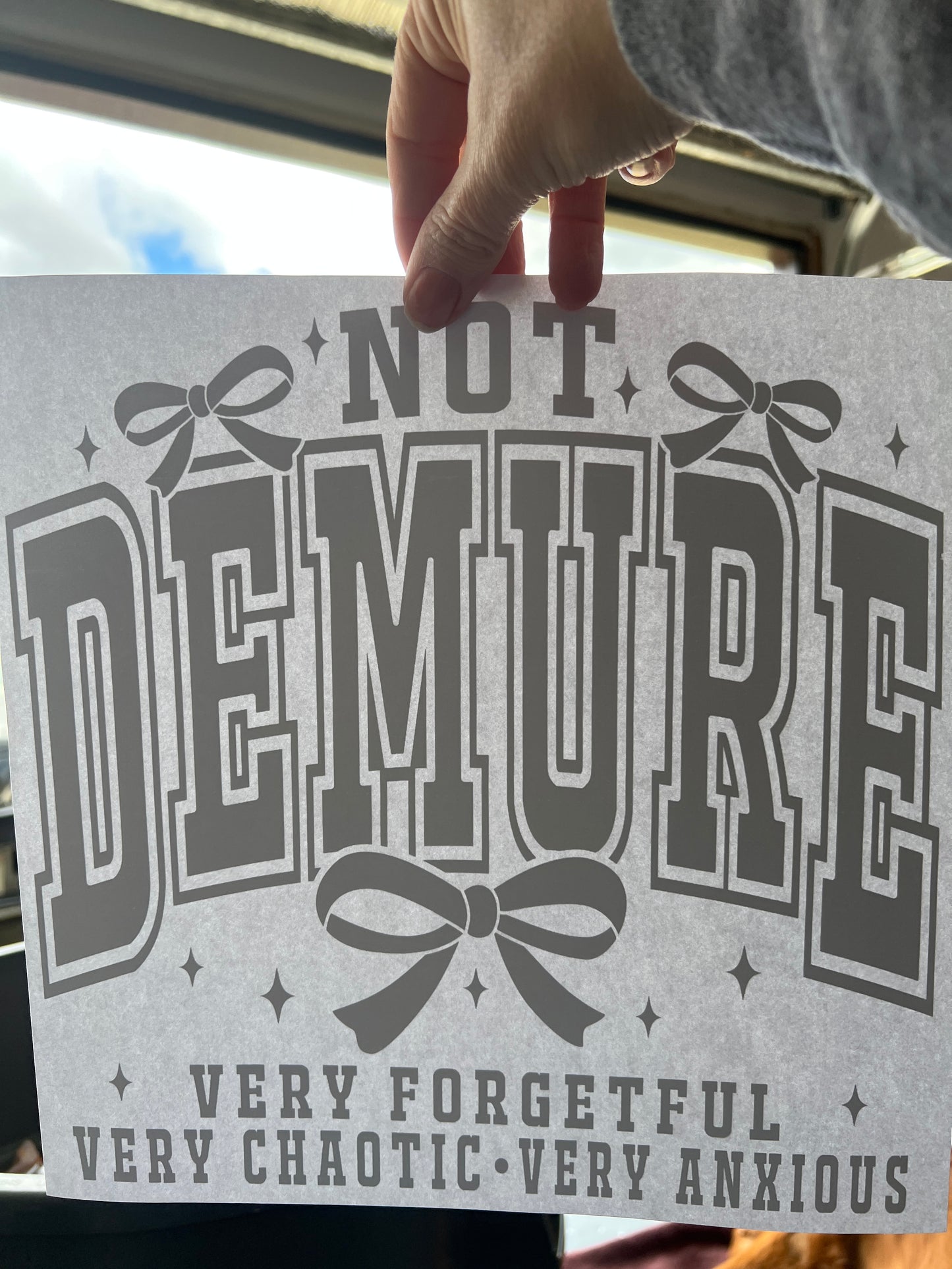 Not demure. Very forgetful (gray)