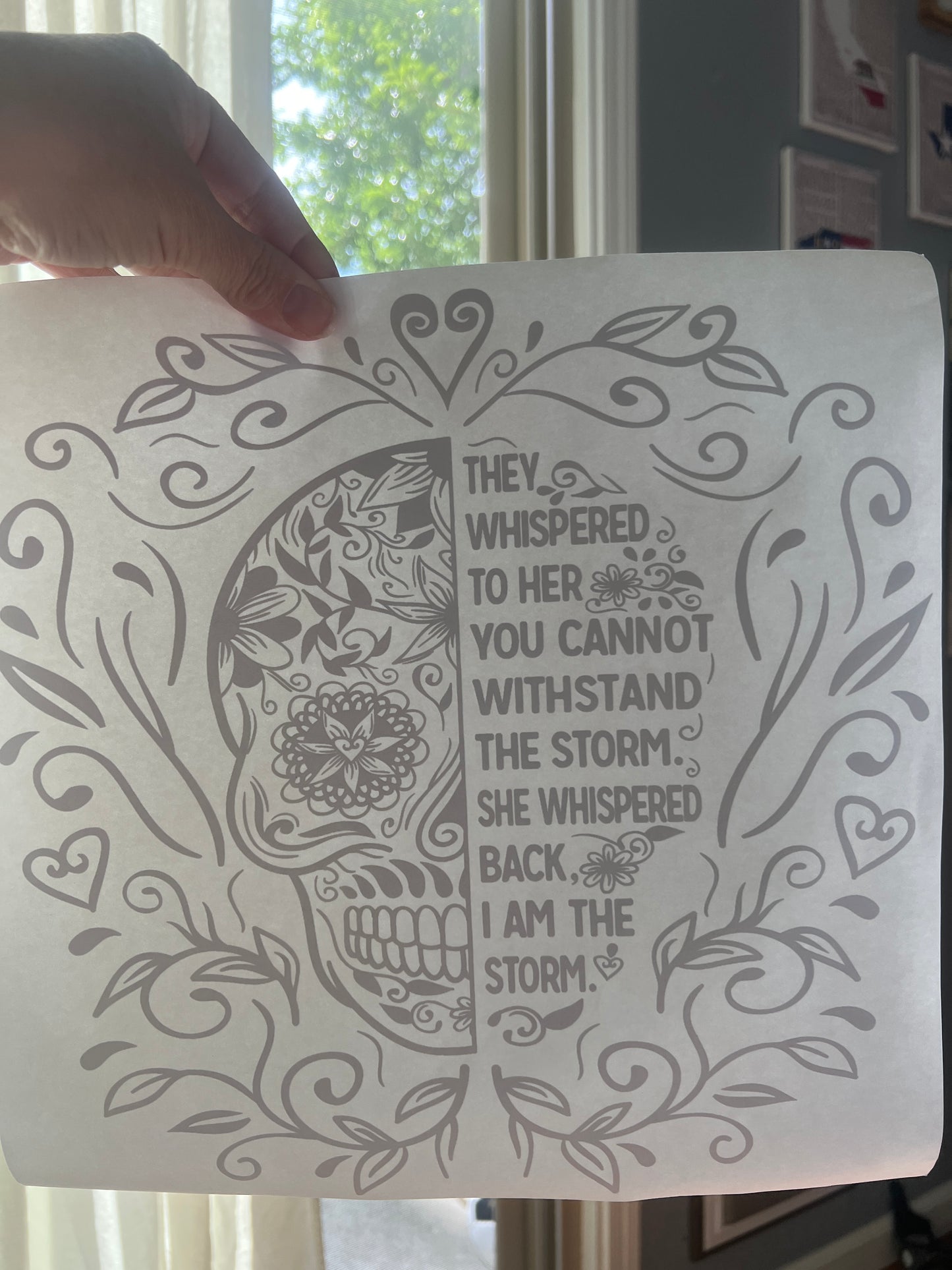 They whispered to her you canning withstand the storm. (Black