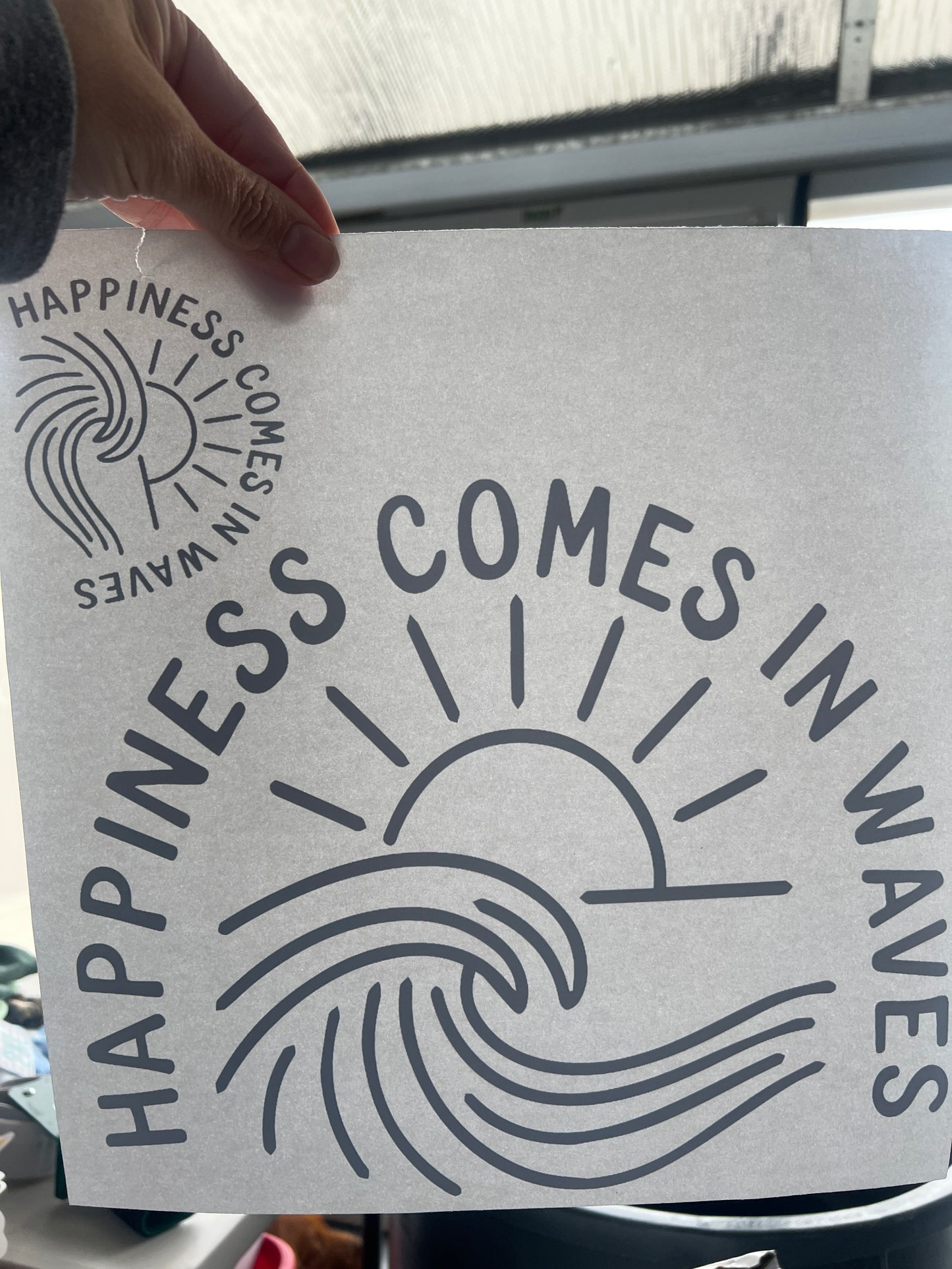 Happiness comes in waves with sleeve (blue)