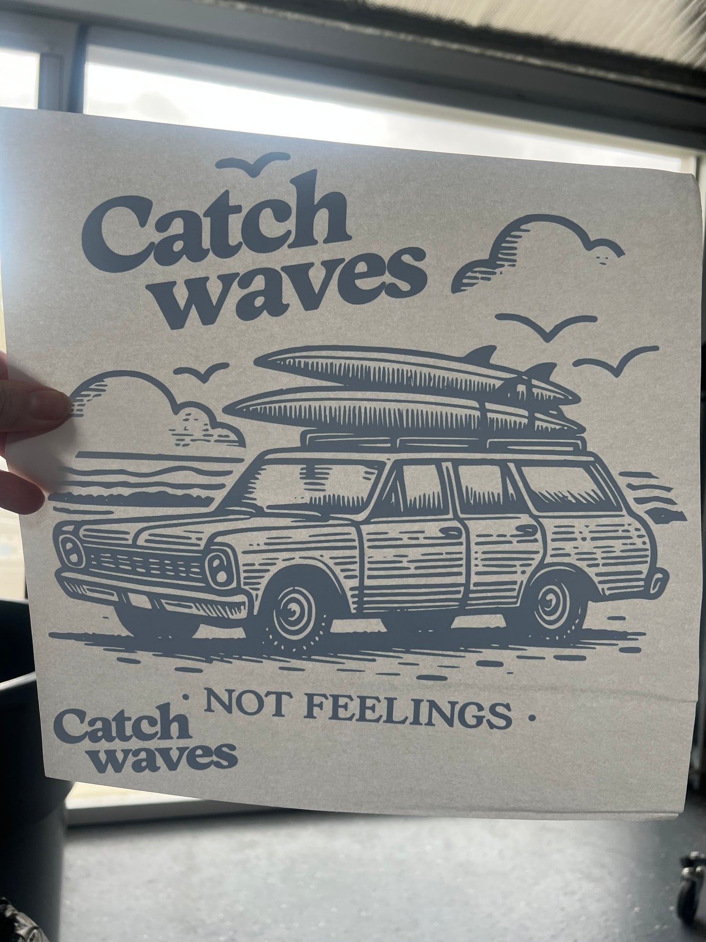 Catch waves. Not feelings (blue) plus sleeve