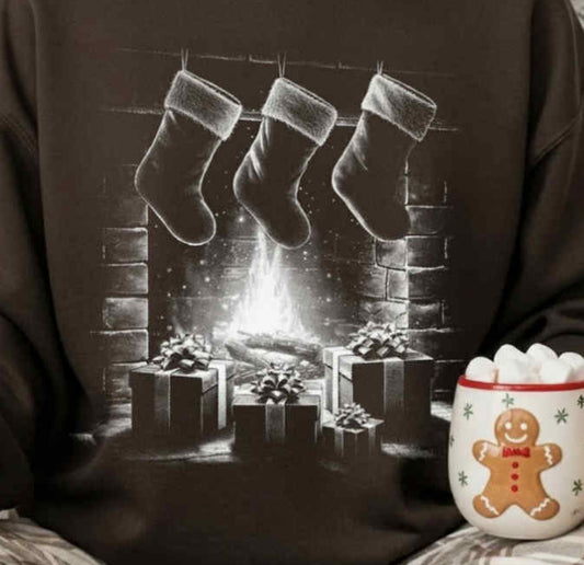 Holographic stocking by the fire