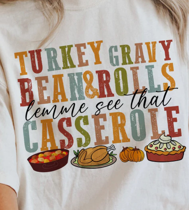 Turkey gravy beans and rolls let me see that casserole