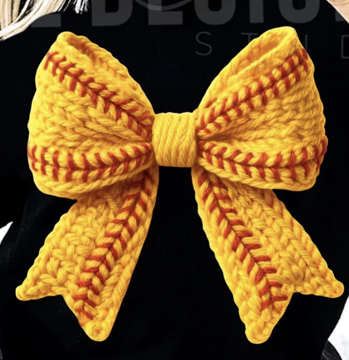 Softball knitted bow