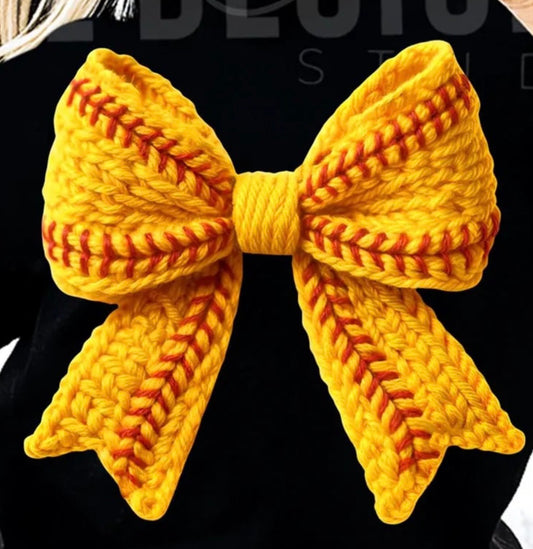 Softball knitted bow