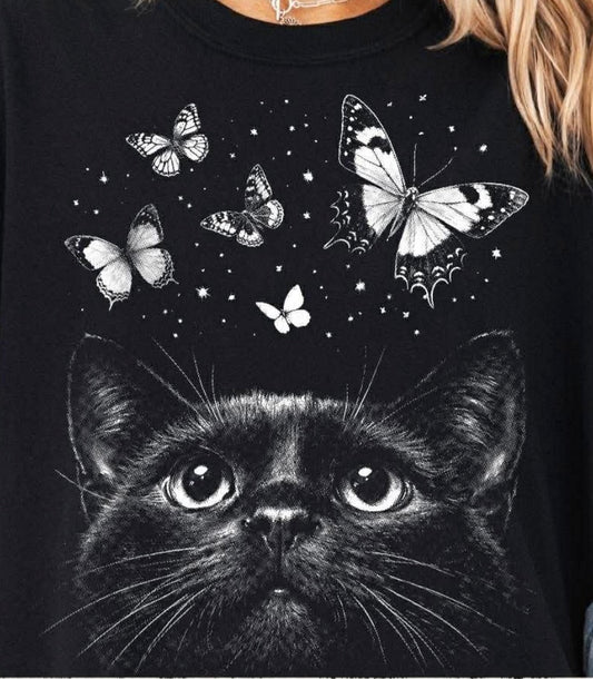 Cat with butterflies