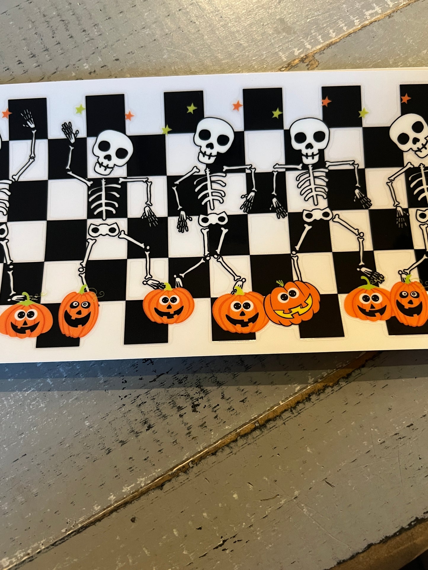 Pumpkins and skeletons