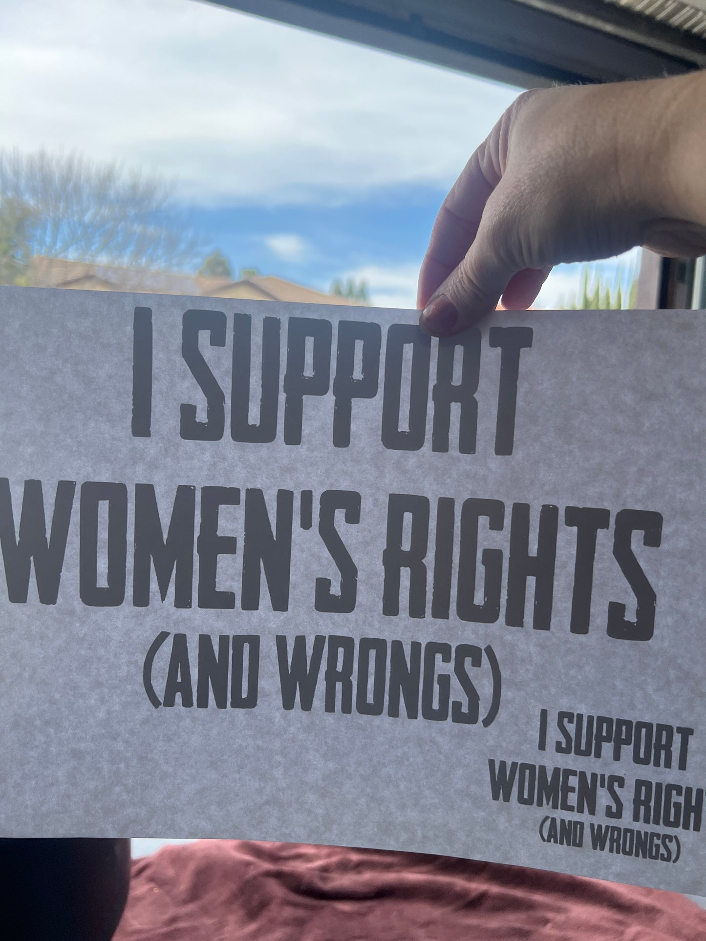 I support women’s rights (and wrongs) plus sleeve (black