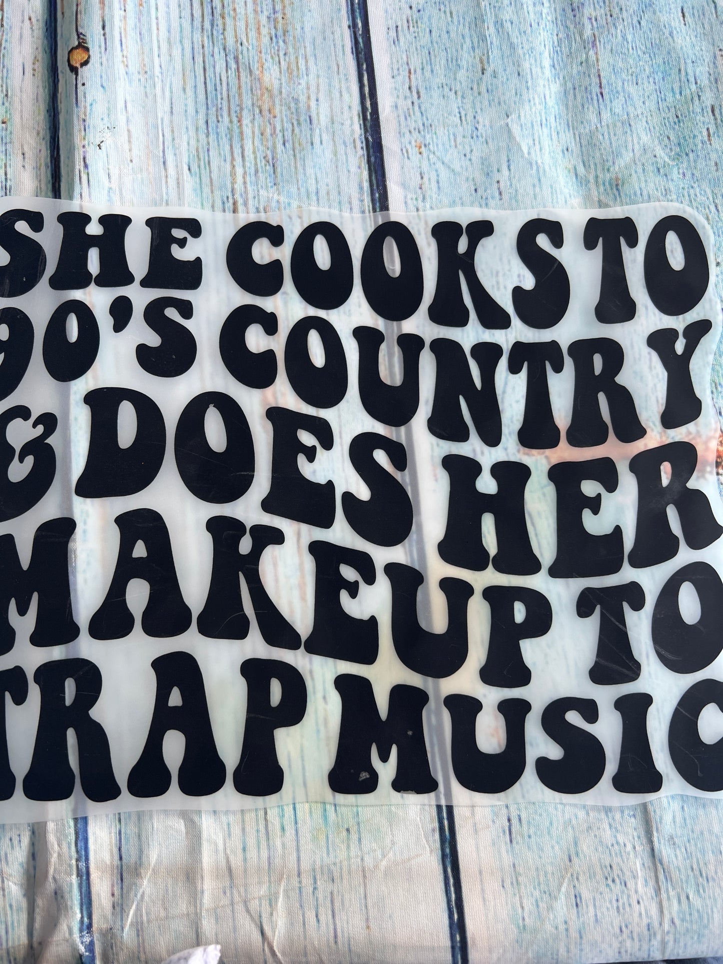 She cooks to 90s country music