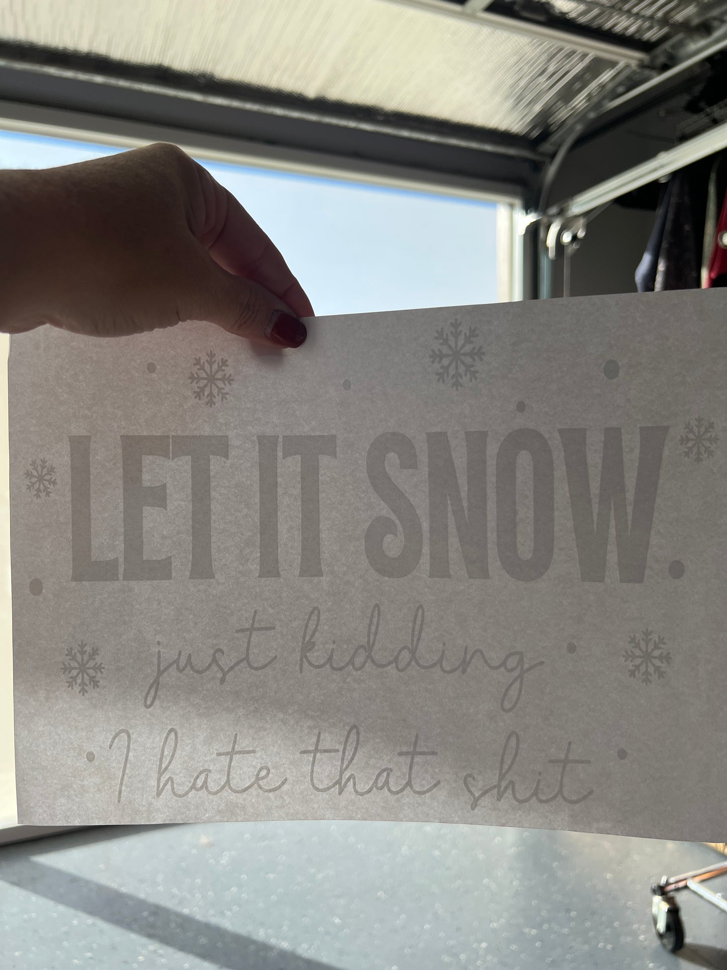 Let it snow. Just kidding i hate that sh*t