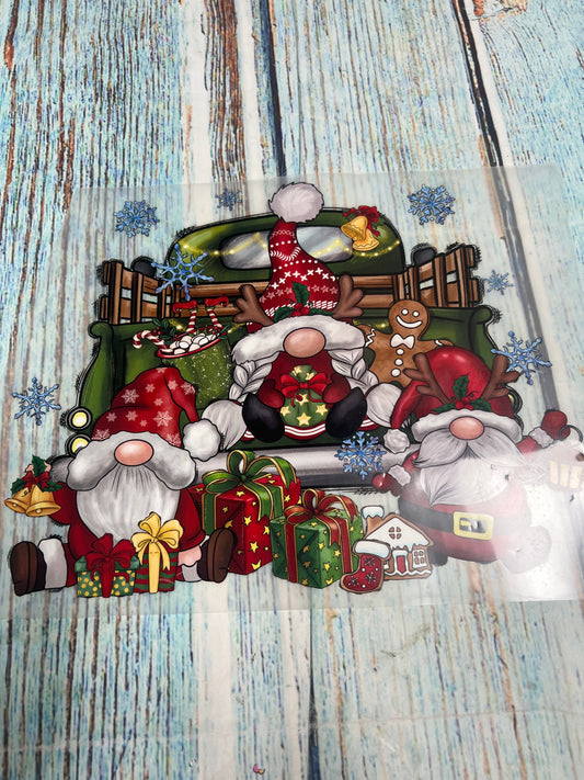 Christmas gnomes truck