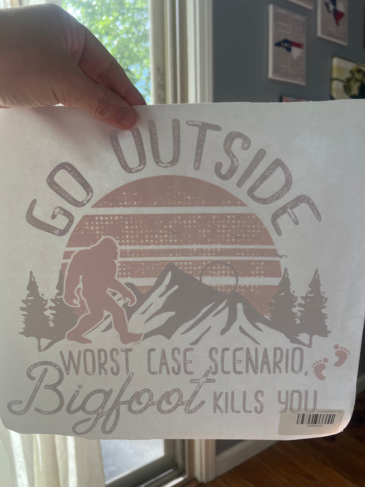 Go outside (tan/brown) worst case Bigfoot