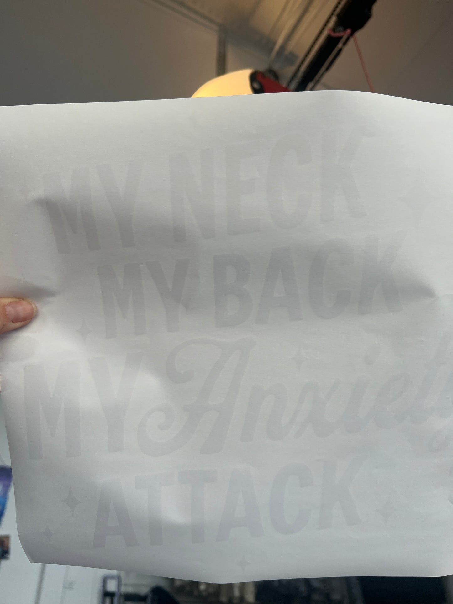 My neck. My back. My anxiety attack