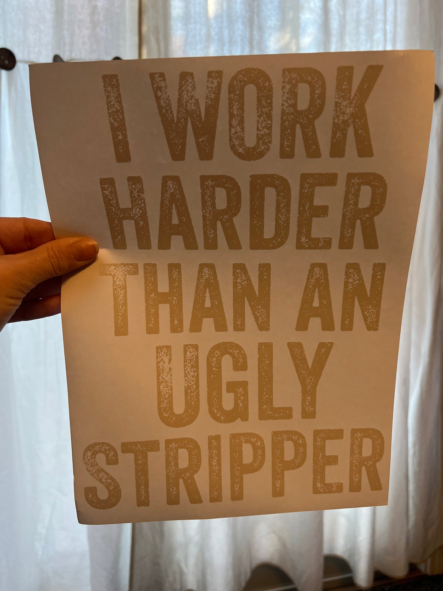 I work harder than an ugly stripper