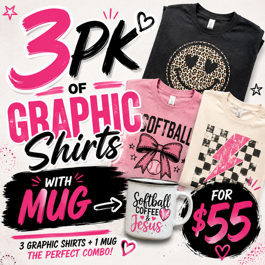 3pk of graphic tee plus mug