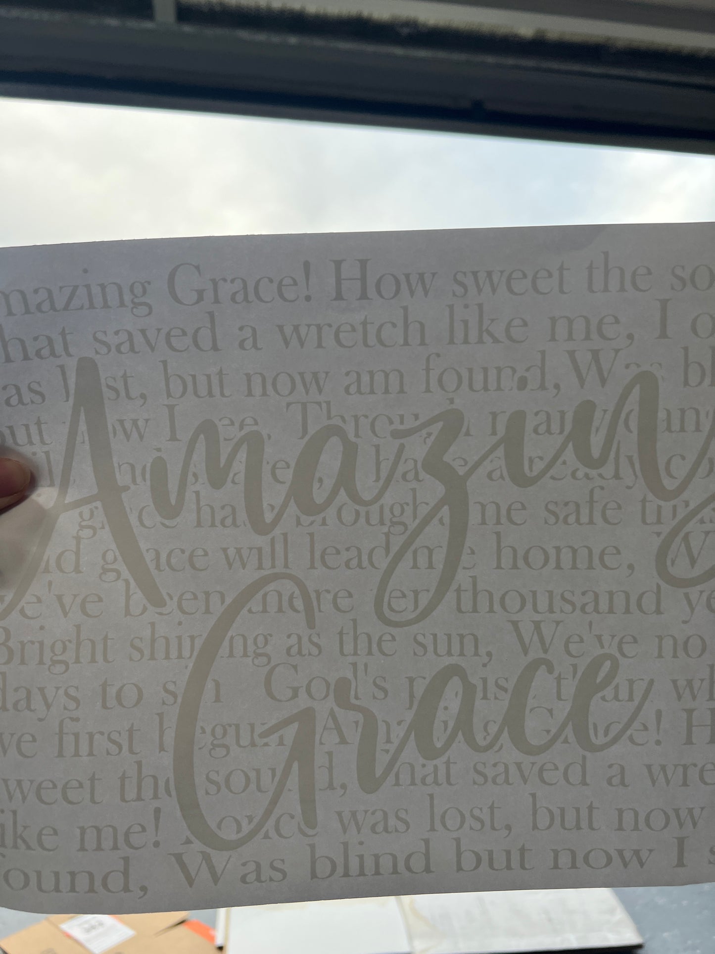 Amazing grace (white writing