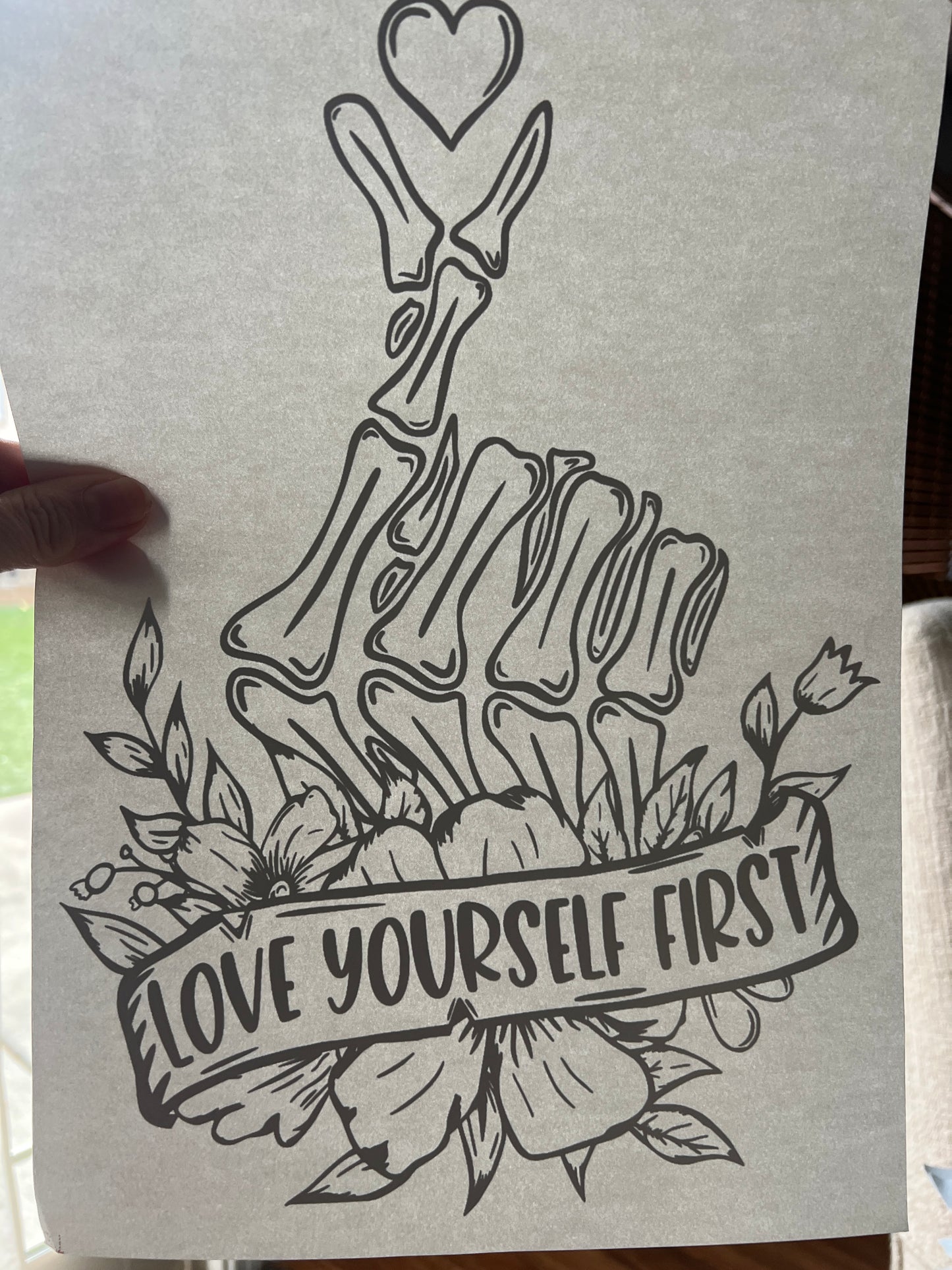 Love yourself first (black writing)