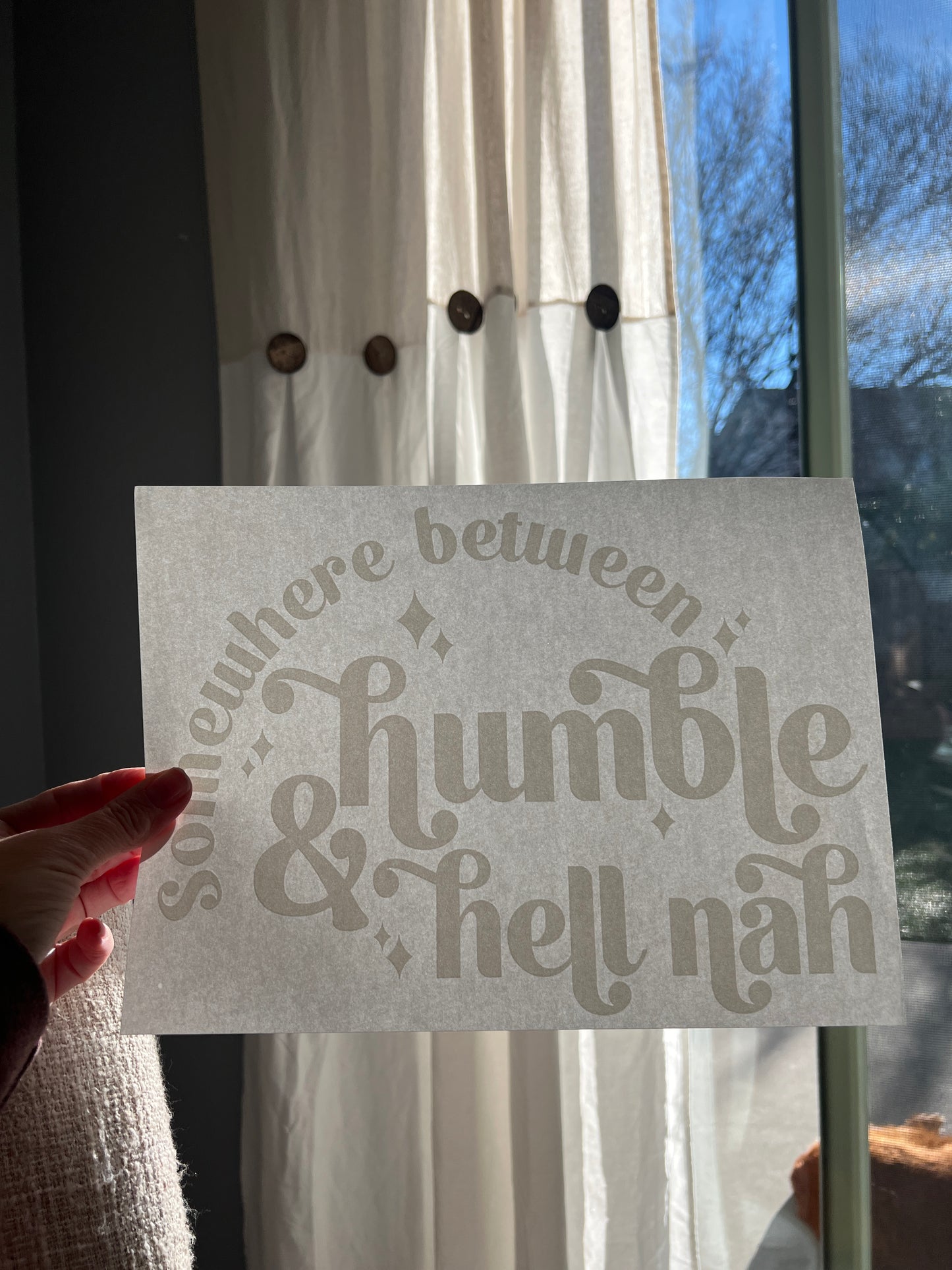 Somewhere between humble and nah (white)